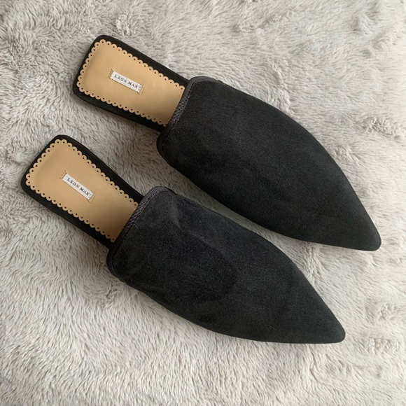 Leon Max Suede Black Mules - Picture 2 of 6